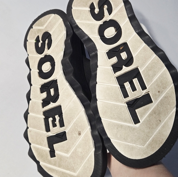 Sorel Black and White Slide Sandals Womens Viibe Twist Black Sandals Sz 6.5/7 - Picture 5 of 6
